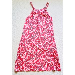 Boden sun dress jersey knit swirl pink white 8